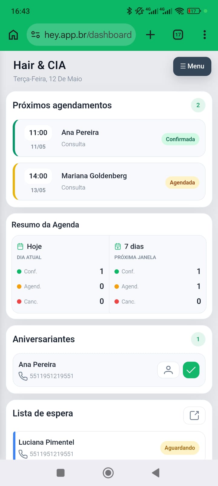 Agenda no celular